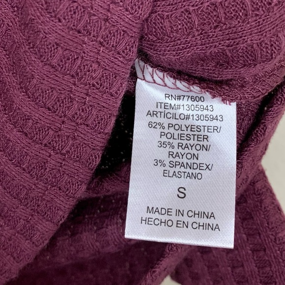Chaser Purple Waffle Knit Button Cuff Tunic Top S - Picture 5 of 5